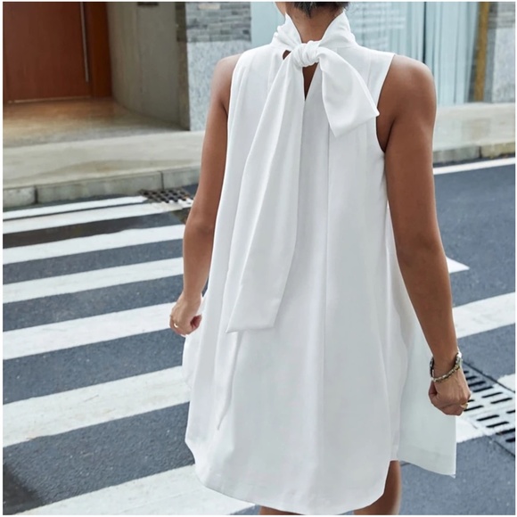 Luxe Neck Tie Party Evening Mini Dress - Picture 9 of 12